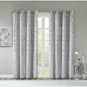 Intelligent Design Raina Blackout Metallic Print Grommet Top Window Curtain
